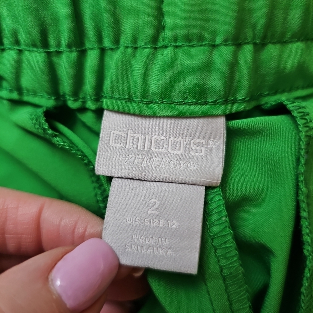 Chico's Bright Green Drawstring Active Shorts - Picture 4 of 6
